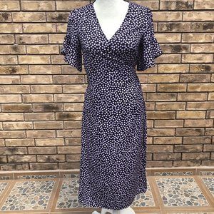 Who What Wear Black and Lavender Wrap Around Dress